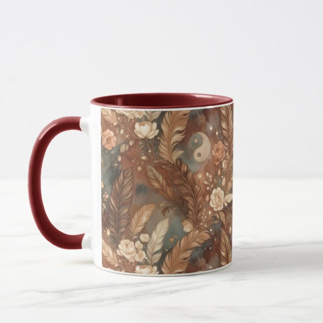 Yin Yang Rosa & Pena | Caneca do Equilíbrio Sagrad (Esquerda)