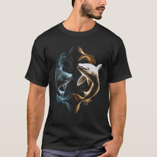 Yin Yang Sharks - Camisetas gráficas de tubarão pa