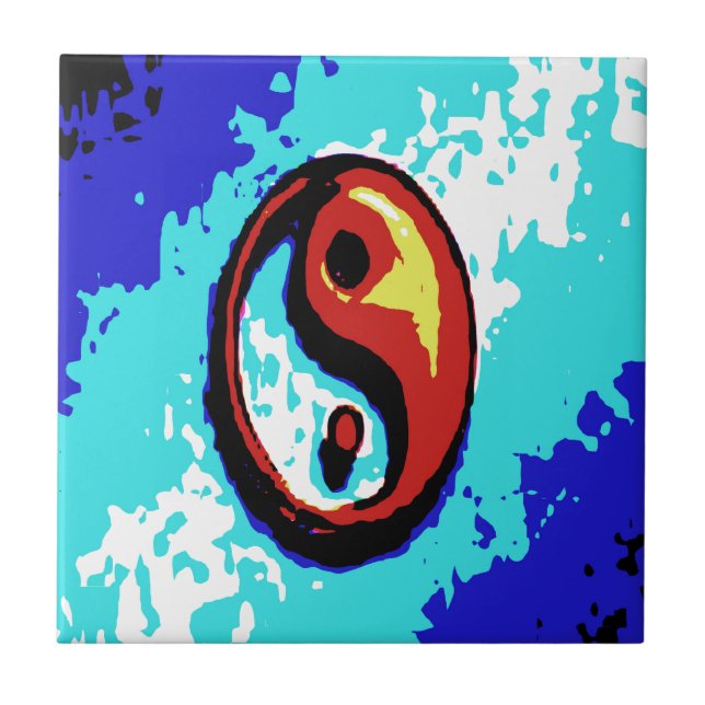 Yin Yang - Sinal Vermelho e Azul Artístico (Frente)