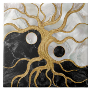 Yin Yang Tree of life - Marbles and Dourado