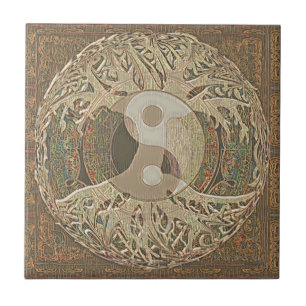 Yin Yang Tree of Life Tan and Brown