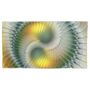 Yin Yang Verde Amarelo Abstrato Colorido Fractal