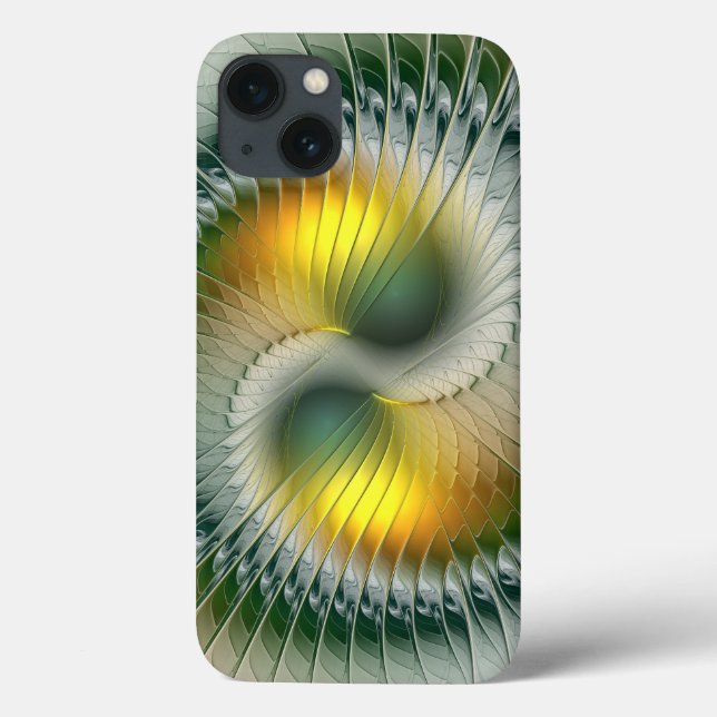 Yin Yang Verde Amarelo Abstrato Fractal (Verso)