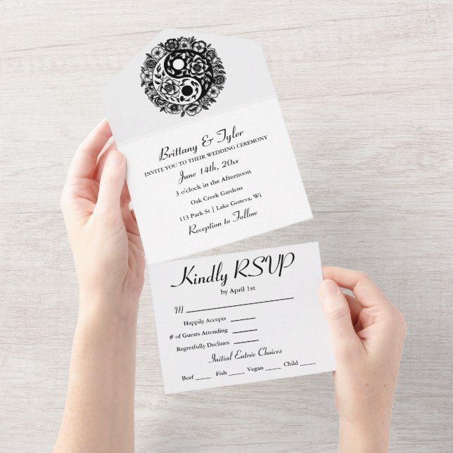 Yin Yang Wedding, Floral Branca e Preta (Aba destacável)