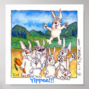 Yippee!!! - Impressão bonito do poster dos coelho