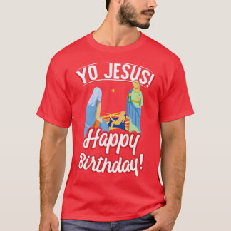 Yo Jesus Feliz Aniversário Camisa de Natal