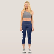 Yoga Capri Leggings - Ilha Fishers - Branco/Azul
