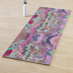 Yoga digital de Abstrato art, tapete Trendy rosa e