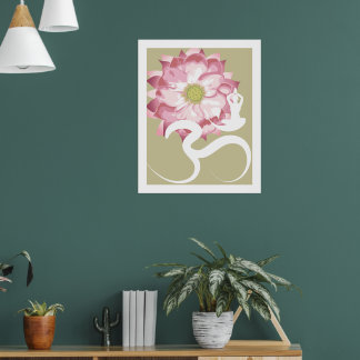 Yoga e Poster espiritual da Flor Branca de Lotus R