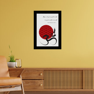 Yoga e Red Sun Om Ohm Símbolo de Poster espiritual