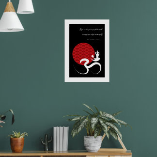 Yoga e Red Sun Om Ohm Símbolo de Poster espiritual