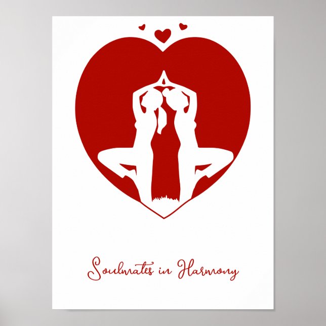 Yoga Heart Silhouette Personalised Poster (Frente)