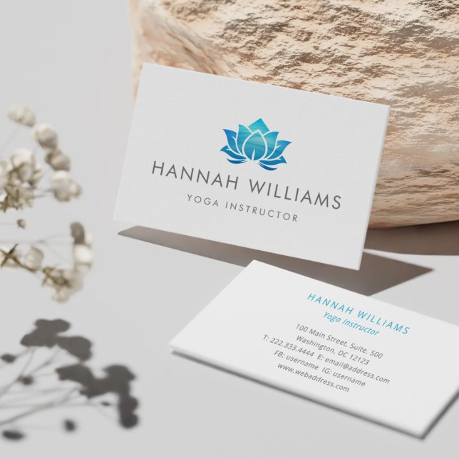 Yoga Instrutor Blue Lotus Cartão de visita (Criador carregado)