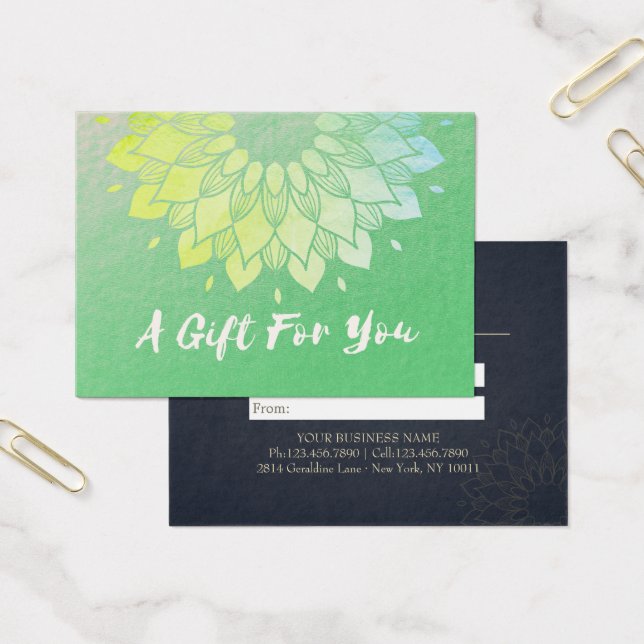 YOGA Instrutor Gift Certificate Gold Foil Mandala (Escritótio)