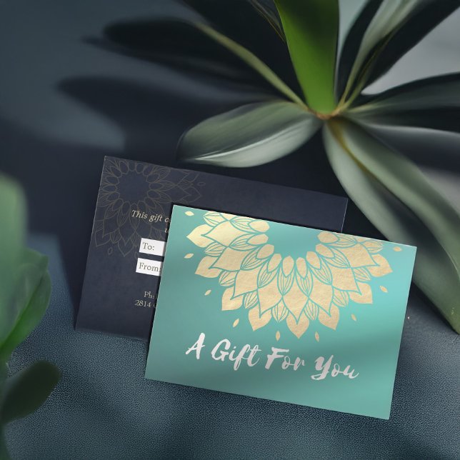 YOGA Instrutor Gift Certificate Gold Foil Mandala (Criador carregado)