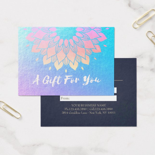 YOGA Instrutor Gift Certificate Gold Foil Mandala (Escritótio)