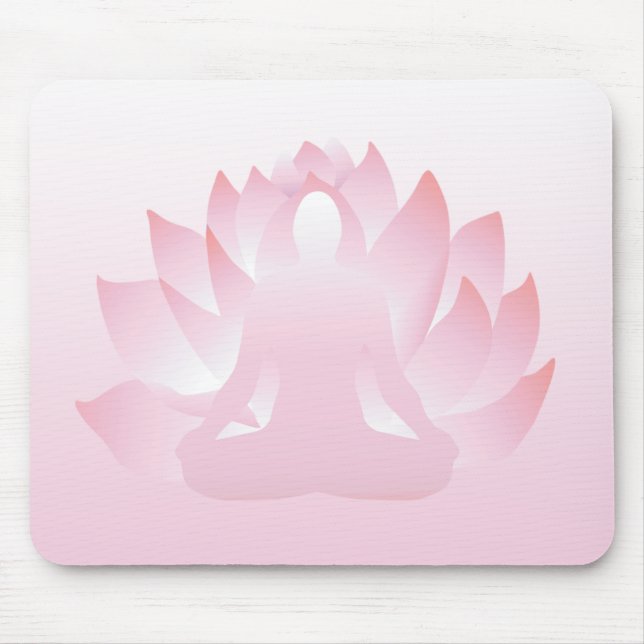 Yoga Lotus Pose Flor Rosa Namaste Mousepad (Frente)
