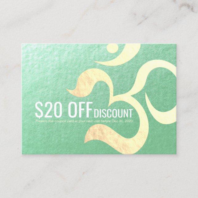 Yoga Meditação Instrutor Desconto Cupão Om Sinal (Frente)