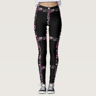 Yoga Pants Leggings In Loving Memory Black Pink