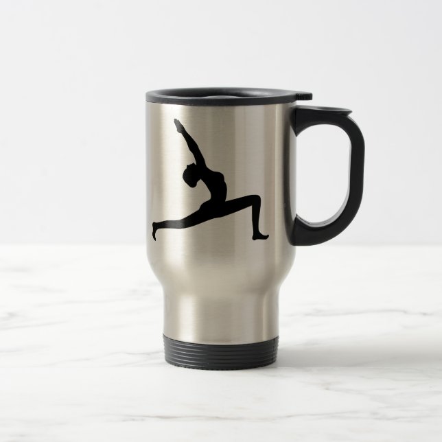 Yoga Pose Caneca de viagem de silhueta preta (Direita)