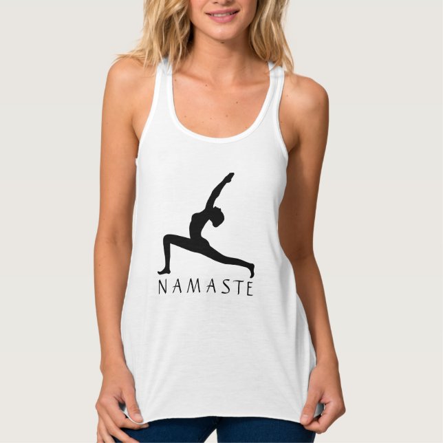 Yoga Pose Silhouette Women's Fine Jersey Tank Top (Frente)