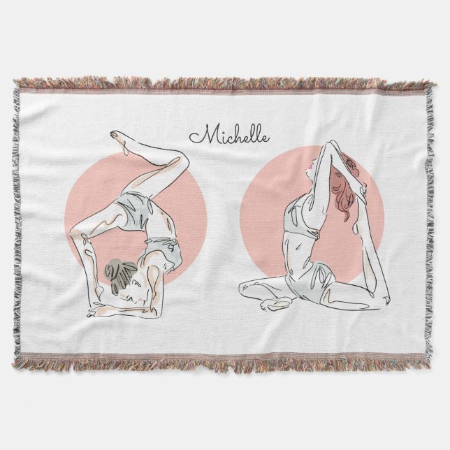 Yoga Poses nome personalizado lança cobertor (Frente)