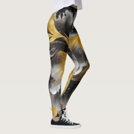 Yoga preto abstrato Dourado ou Leggings do dia a d