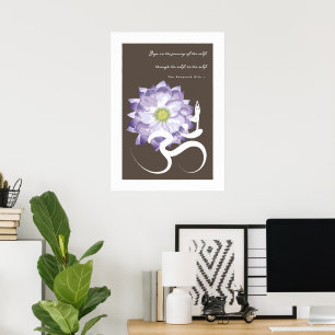 Yoga & Purple Lotus Flor White Om Símbolo Poster