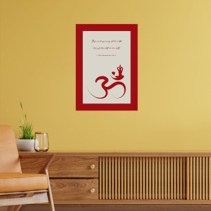 Yoga Silhouette Red Om Ohm Zen Poster espiritual