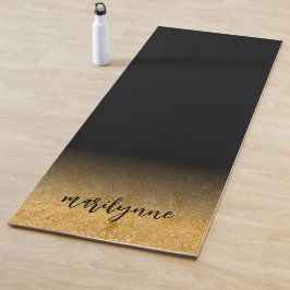 Yoga Tapete de Exercício Preto Dourado Personalizado