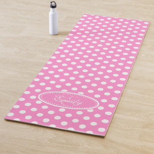 Yoga tapete de ioga branco-rosado bolinhas