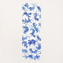 Tapete de Ioga Gatos Flutuantes Azul Ming