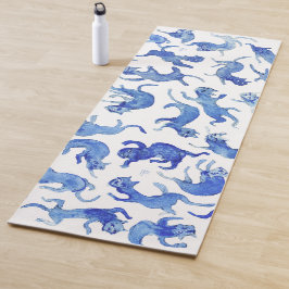 Yoga Tapete de Ioga Gatos Flutuantes Azul Ming