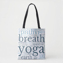 Yoga Terms Subway Art Tote Bag