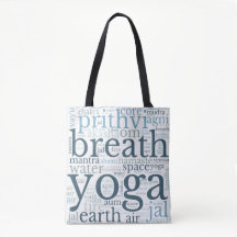 Yoga Terms Subway Art Tote Bag