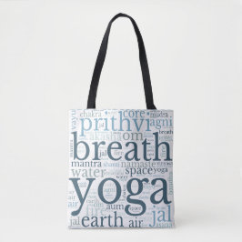 Yoga Terms Subway Art Tote Bag