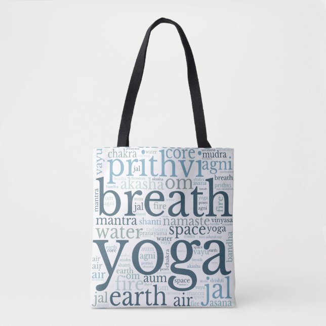 Yoga Terms Subway Art Tote Bag (Frente)