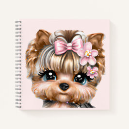 Yorkie bonito com um Arco rosa