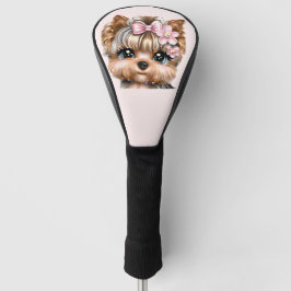 Yorkie bonito com um Arco rosa