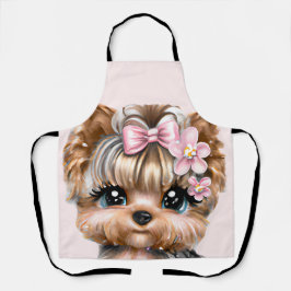 Yorkie bonito com um Arco rosa