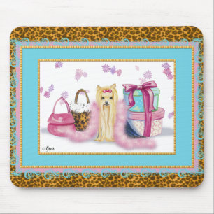Yorkie com o Mousepad de Impressão Animal Leopard