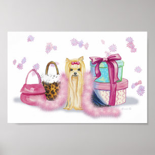 Yorkie se vestiu com Feather Boa Poster