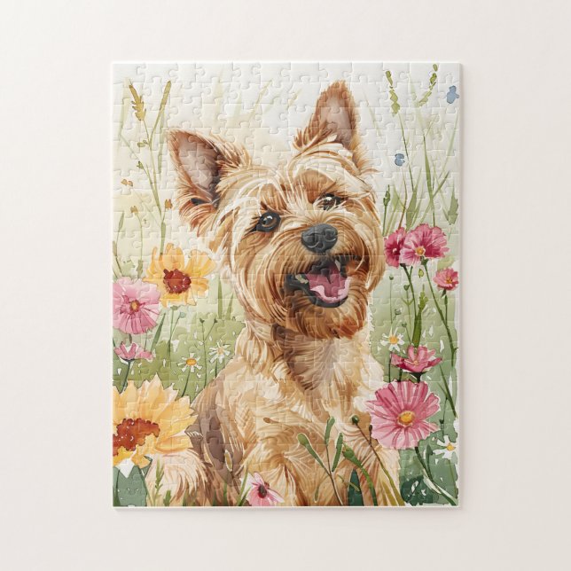 Yorkie Watercolor Dog Quebra-cabeça para Adultos (Vertical)