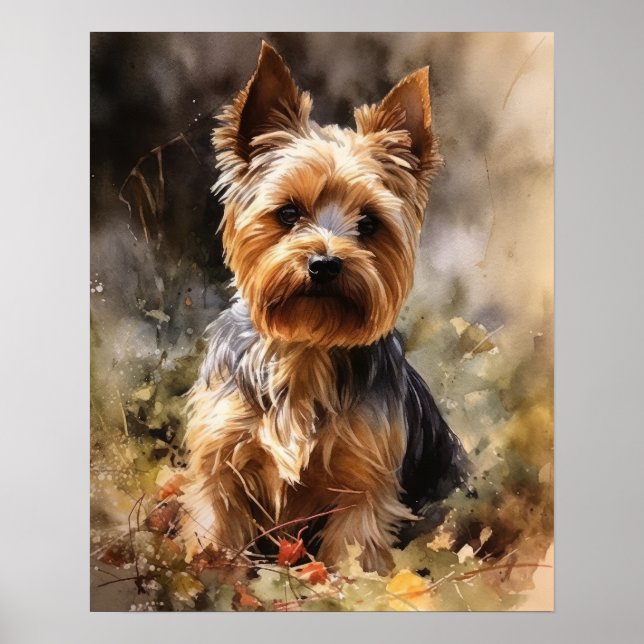 Yorkshire Terrier Dog Art Impressão Poster (Frente)
