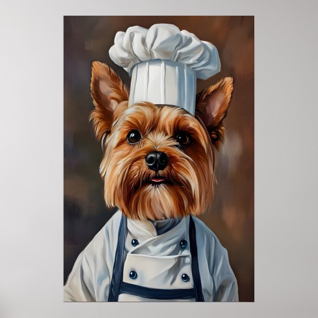 Yorkshire Terrier In Chefs Hat Poster, Pet Poster (Frente)