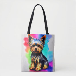 Yorkshire Terrier Watercolor Paint Splash Bolsa