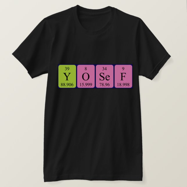 Yosef - Camisa de nome de mesa periódica (Frente do Design)