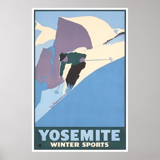 Yosemite Ski Poster National Park Print Travel Art (Frente)