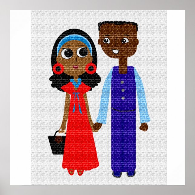 Young African American Couple Poster (Frente)