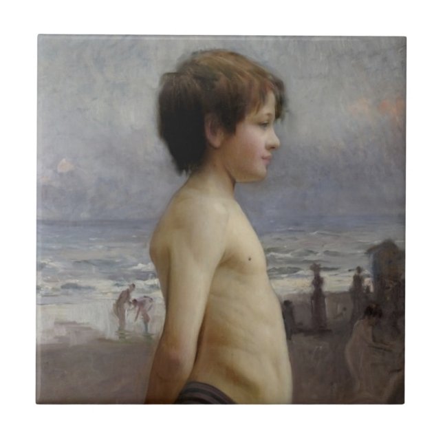 Young Boy at the Beach (por Jules Bastien-Lepage) (Frente)